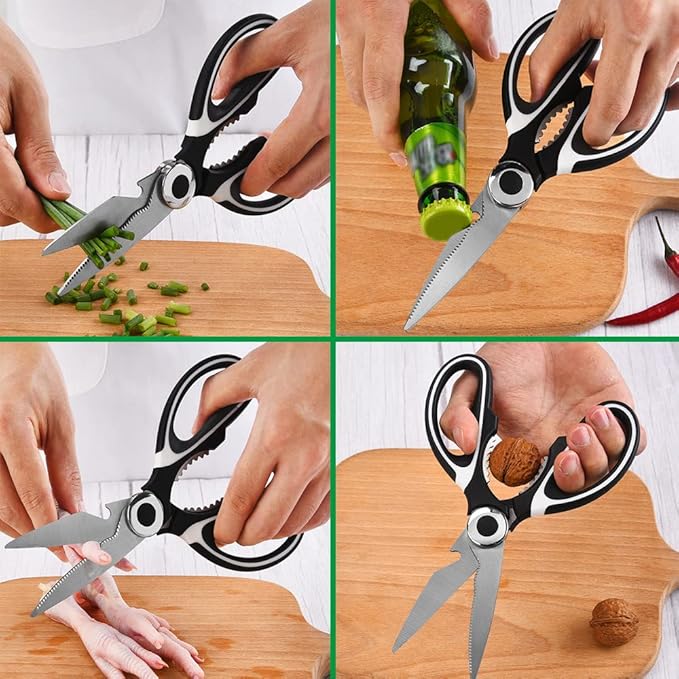 3 Pack Herb Stripper Tools Kit With 5-Blade Stainless Steel Scissors, Heavy Duty Meat Shears, Kitchen Stripping Tool, Safe Covers, Cleaning Comb, Multipurpose Chopping Mincer