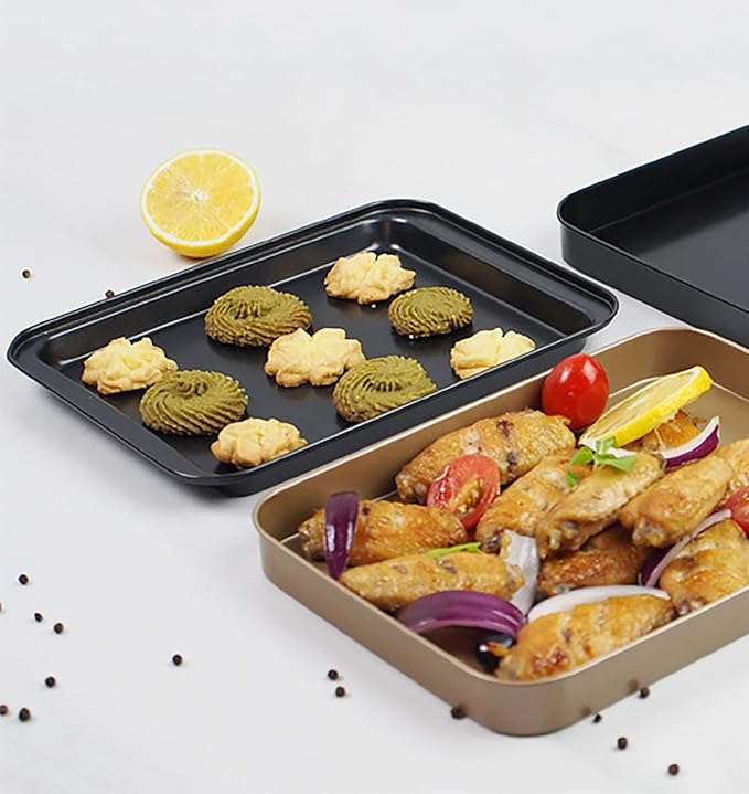 Cookie Baking Sheet, 9.5 Inch x 7 Inch Square Iron Plate with Nonstick Coating for Baking Cookie, Roast Meat, Baking Cake, Bread and other Foods (1)