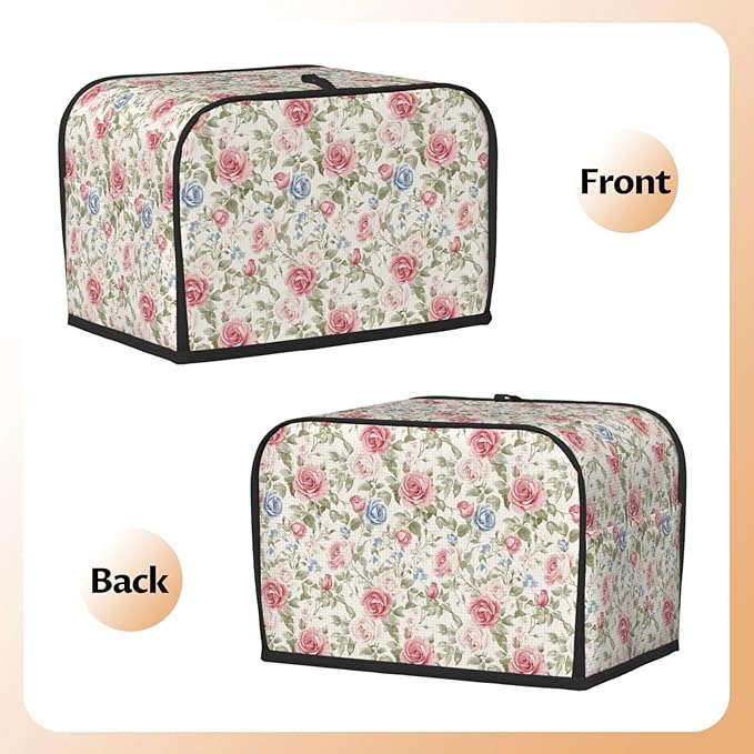 Toaster Cover 2 Slice Flower Boho Rose Floral Kitchen Small Appliance Covers with Pockets Dust and Fingerprint Protection