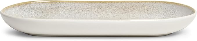 SANGO Anderson Serving Platters Set of 2, 14/12 Inch Stoneware Serving Dishes for Entertaining, Glossy Party Serving Trays for Food, Buffet Oval Platters for Bread, Appetizer, Cheese, Reactive Cream