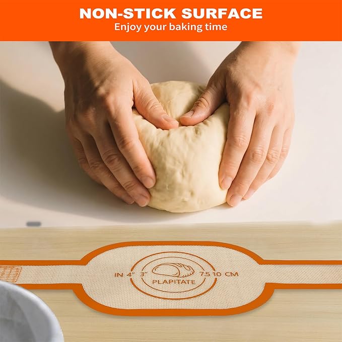 PLAPITATE Silicone Bread Sling Dutch Oven Liner, Non-Stick & Easy Clean Reusable Oval Silicone Bread Sling Baking Mat, Easy to Transfer Sourdough Bread - 2 Orange Set