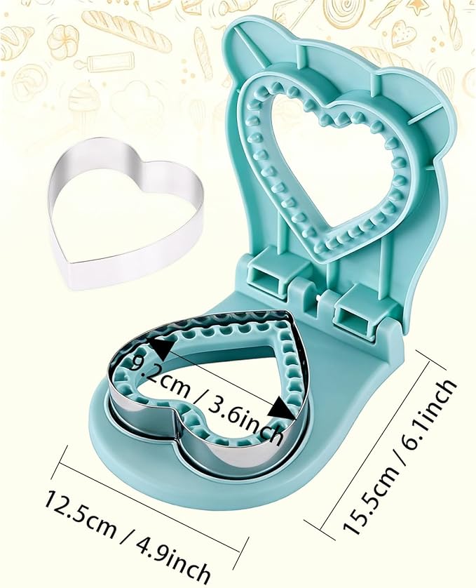 CHICHAUS Uncrustable Sandwich Maker,Sandwiches Pocket Circle Shape 3.7Inch Sandwich Cutter and Sealer,Sandwich Cutter for Kids Breakfast and lunchboxes (Heart Blue)