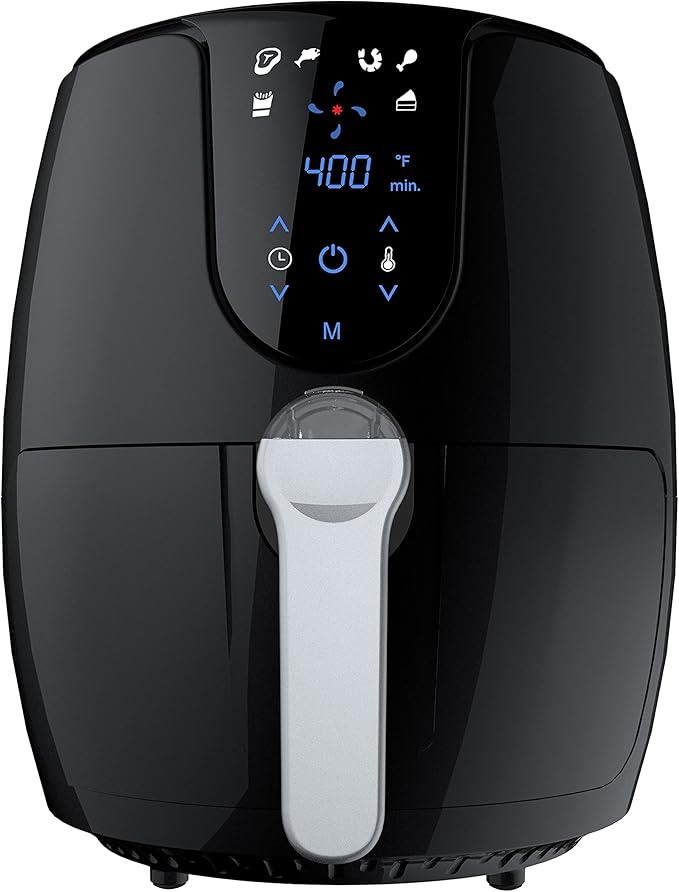 West Bend Air Fryer with Digital Controls and 30-Min Timer, 6 Cooking Presets, Nonstick Coating, 3.7-Quart, Black