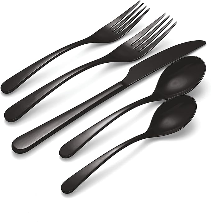 Oneida 894805 Kenbrook Black Tumbled 20 Piece Everyday Flatware Set, Service For 4