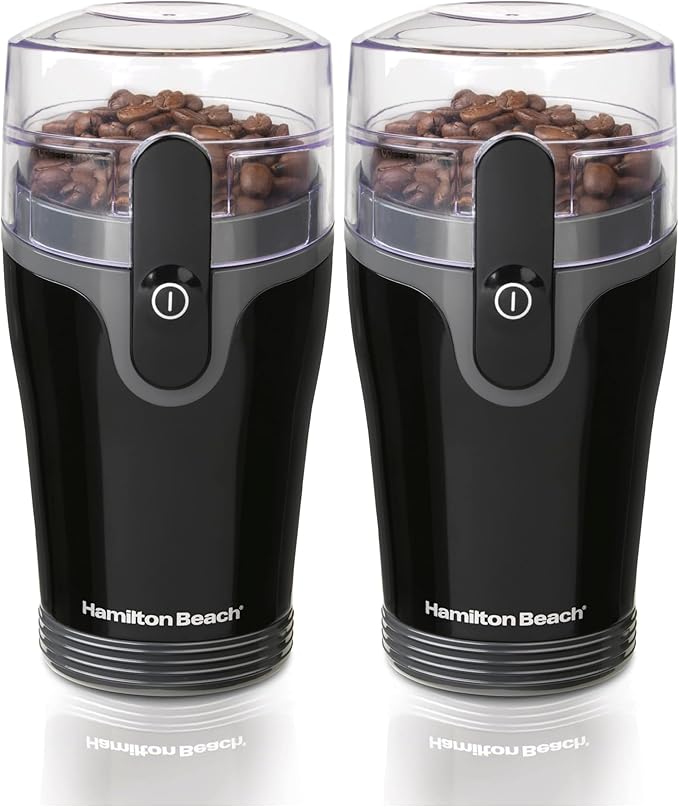 Hamilton Beach Fresh Grind Electric Coffee Grinder for Beans,Spices and More,Stainless Steel Blades,Removable Chamber,Makes up to 12 Cups,Black,(Pack of 2)