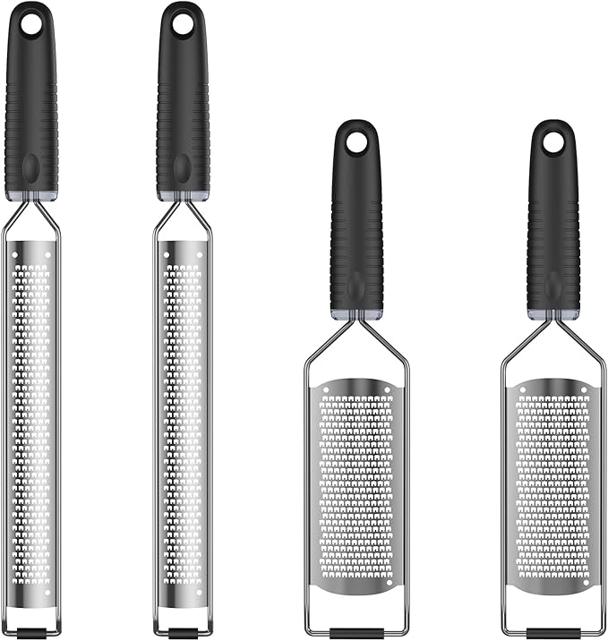 4Pcs Stainless Steel Grater for Different Food Grater with Non-Slip Handle for Vegetables Cheese Shredder and Lemon
