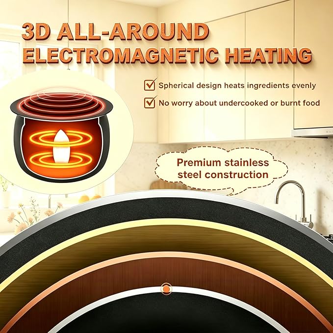 Hands-Free Auto Stir Fry Machine – 2000W Electric Wok with 360° Surround Heating, 3-Level Tiltable Pot, Smart Start & Multiple Cooking Modes for Stir-Fry, Rice, Soup, Braise