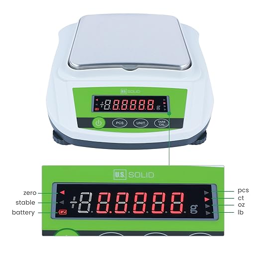 U.S. Solid Precision Balance, 3000g/6.6lb x 0.01g Analytical Digital Lab Scale, 6.2" x 5" Rectangular Pan, Piece Counting, g/ct/oz/lb, 100-240V AC & 4xDC 1.5V Battery, Kitchen, Jewelry, Scientific Use