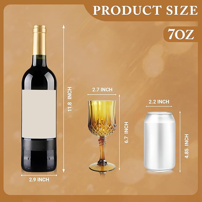 Plastic Wine Glasses, Plastic Goblets Vintage Style Cordial Unbreakable Drinking Glasses, Reusable Drinkware for Wedding Reception, Grand Event Party Supplies (48, Amber)