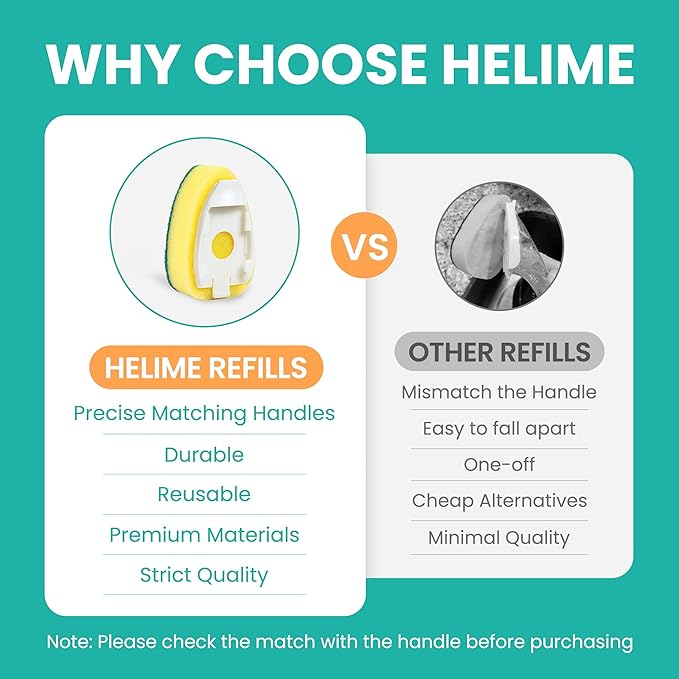 HELIME Natural Dishwand Refills Sponge, Non Scratch Dish Wand Sisal Hemp Replacement Brush Head, Plant Based Heavy Duty Scrubber Dispenser, Dishwashing Cleaning Supplies for Kitchen Sink Dishwash Tool