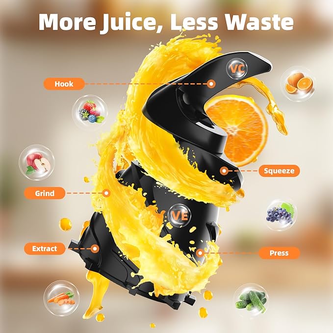 Godspeeds Juicer Machines with 5.8" Large Feed Chute, Slow Masticating Cold Press Juicer for Whole Fruits & Vegetables, Easy to Clean Design, High Juice Yield Home Juicer for Daily Wellness