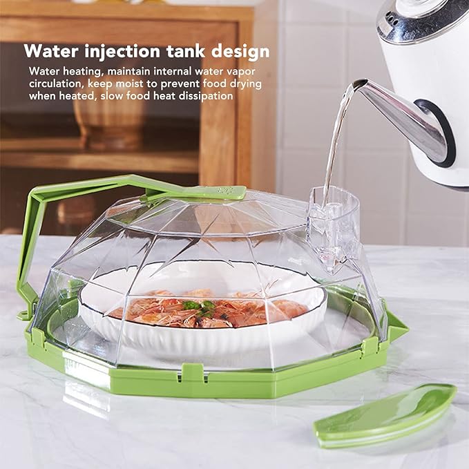 Tyenaza Microwave Splatter Cover, Microwave Plate Food Cover Microwave Splash Guard Cooker lid with Extension Handle for Kitchen Cooking(Green)