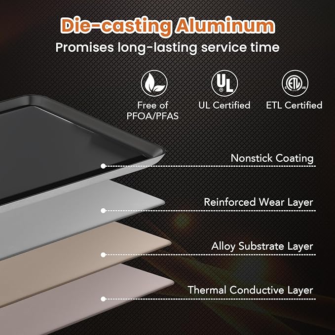 LDAILY 35’’ Extra Large Nonstick Electric Griddle, Teppanyaki Grill BBQ W/ 4 Adjustable Temperature, Even Heating & Handles, Long Table Top Pancake Griddle Grill for Indoor & Outdoor Party, Camping