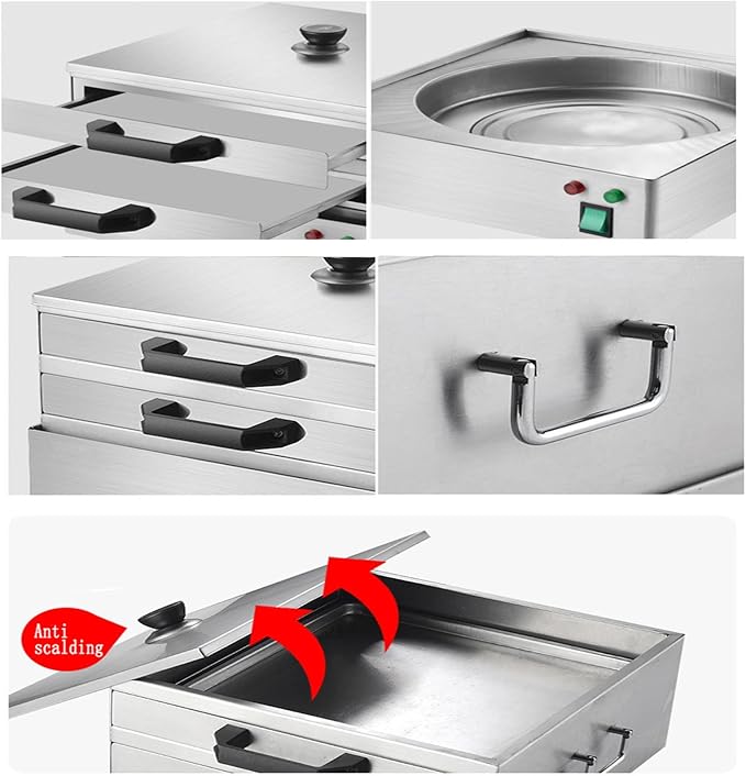 Rice Noodle Roll Steamer Rice Noodle Rolls Machine for Cooking Food Is Heated Evenly 2 Layer Rice Noodle Roll Steamer Machine for Cooking Dim Sum Buns Dumplings