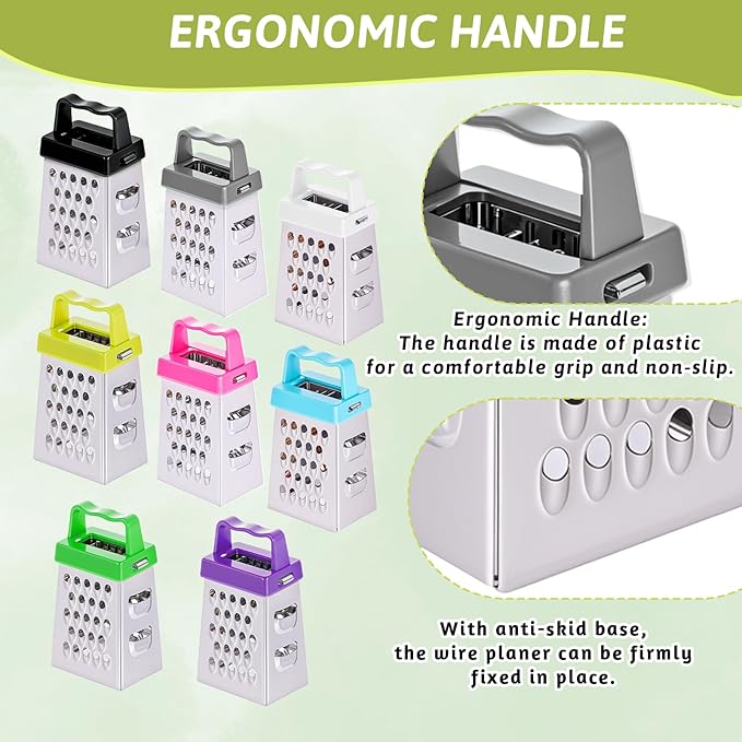 8 Pcs Mini Cheese Grater Professional Box Grater Stainless Steel Garlic Ginger Small Food Shredder Spices Gadget with 4 Sides Safe Zester for Kitchen Cheese Chocolate Vegetable Potatoes