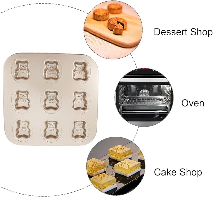 Hemoton Bear Madeleine Cookie Mold Nonstick Carbon Steel Mini Baking Pan for Oven Pastry Mold Cute Bear Shape for Cookies Cakes and Chocolates