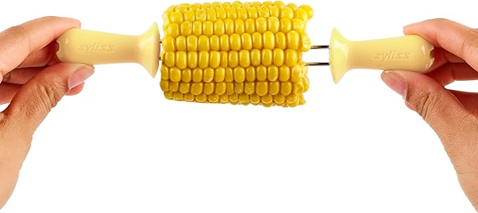 ZYLISS Corn Holders Set - Metal Skewers Corn on the Cob Holders - BBQ Skewers for Corn on the Cob - Comfort Grip Corn Cob Holders - Stainless Steel Skewers - Glossy - 8 Piece Set / 4 Pairs