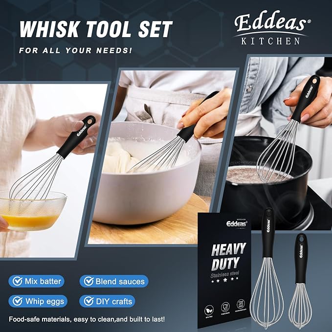 Mini Whisks - 600°F Heat Resistant Small Whisks For Cooking, Heavy Duty Stainless Steel Kitchen Balloon Tiny Whisk, Suitable for Egg, Espresso, Hot chocolate, sauces （7" & 5.5 inch ）