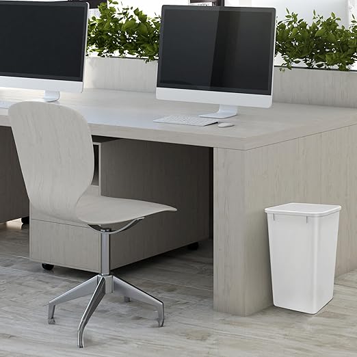 Rev-A-Shelf 2-Pack 35 Quart Polymer Replacement Trash Bin, Recycle Waste Garbage Container for Kitchen Cabinet Pullouts, White, RV-35-11-2 - Large Plastic Bins for Home and Office