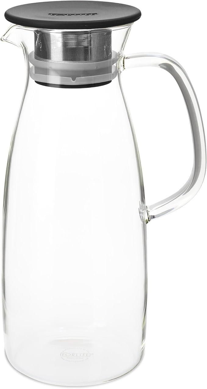 FORLIFE Mist Glass Ice Tea Jug, 50-Ounce, Black