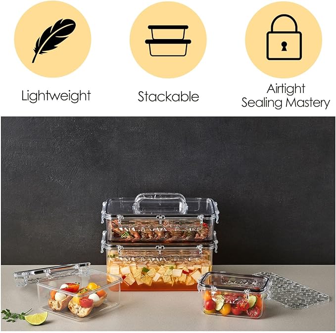 Airtight Food Storage Container With Lid (45.6oz) BPA-Free | Meal Prep | Microwave, Freezer and Dishwasher Safe | Leak-Proof | Kitchen Fridge Organizer Boxes | lids airtight sealing