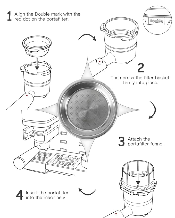 Double Cup Filter Basket Compatible with Ninja Luxe Cafe Accessories ES601 ES701, Stainless Steel Coffee Pressurized Porous Filter, Portafilter Basket Reusable Coffee Filter for Ninja Luxe Cafe