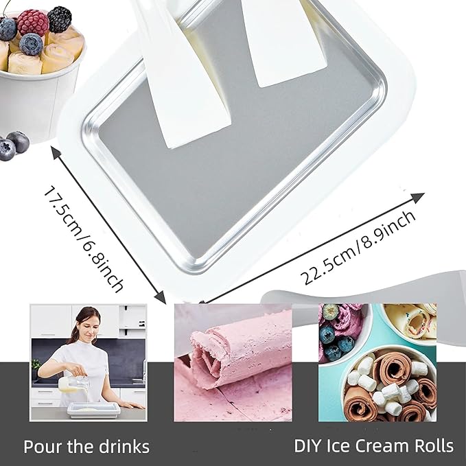 Instant Ice Cream Maker,Rolled Ice Cream Maker, Soft Serve Ice Cream maker,Perfect for Frozen Yogurt, and More! Food grade stainless steel ice cream roll machine for home us (Green)