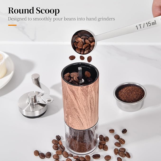Long Handle Coffee Scoop: 18/8 Stainless Steel 5.64 Inch 1 Tablespoon Metal Measuring Spoon Tbsp Scoop for Coffee Beans, Grounds Coffee, Coffee Powder, Tea, Tall Jars (1Tbsp/15ml)