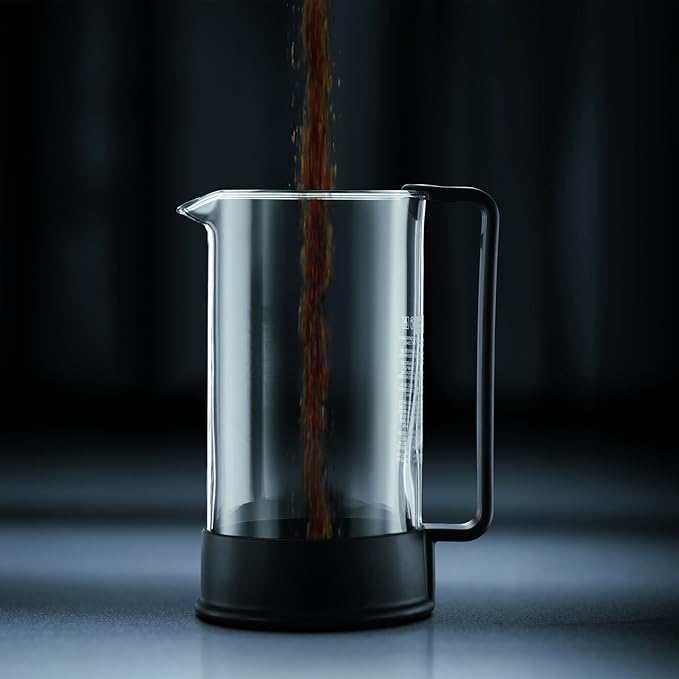 Bodum 12oz Brazil French Press Coffee Maker, High-Heat Borosilicate Glass, Black - Made in Portugal