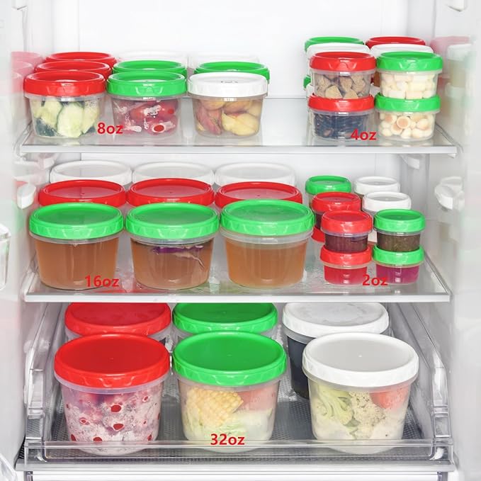 EONJOE 2 oz Plastic Containers with Lids Small Salad Dressing Container To Go Condiment Sauce Dipping Cups Jars Airtight,6-pack