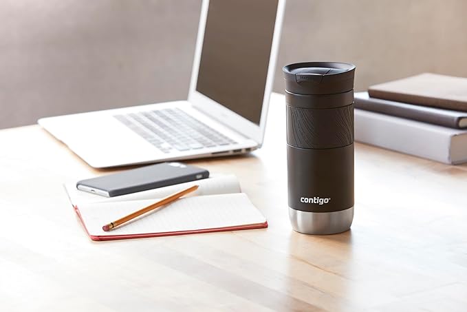 Contigo Byron Vacuum-Insulated Stainless Steel Travel Mug with Leak-Proof Lid Reusable Coffee Mug or Water Bottle BPA-Free 16oz Licorice Keeps Beverages Hot for 6 Hours or Cold for 12 Hours
