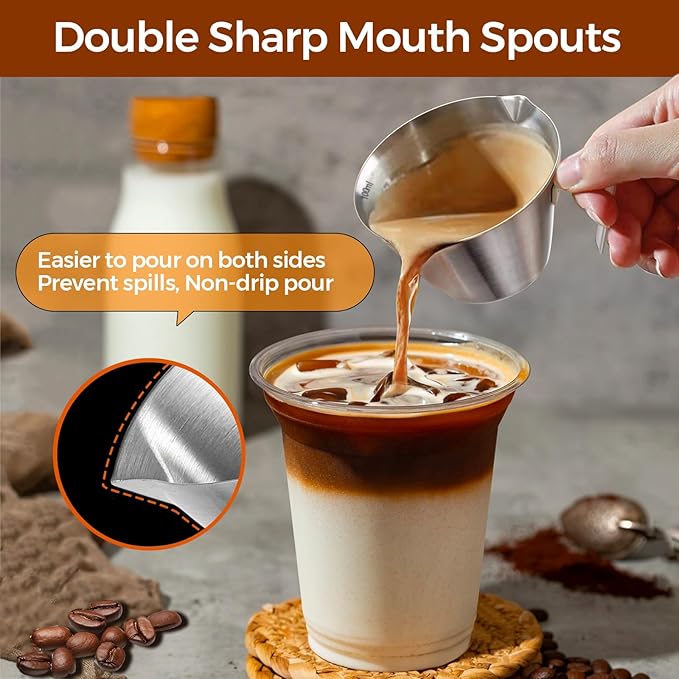 Cold Brew Coffee Maker 1.4L/48oz with Extended Filter & 2 Pcs Stainless Steel Espresso Cup (White), Coffee Brewing Set with Cleaning Brush, Stirring Spoon & 3.4oz/100ml Dual Scale Measuring Cup