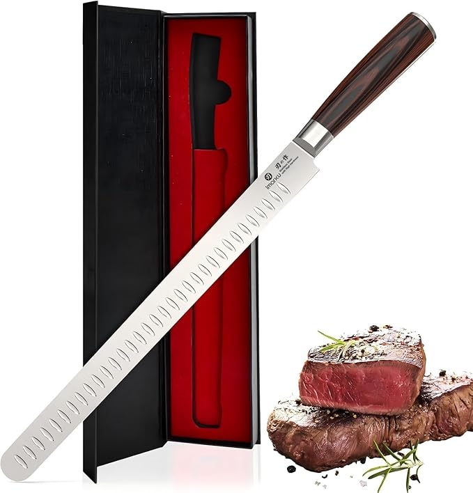 imarku Brisket Knife, 12 Inch Ultra Sharp Carving Slicing Knife for Brisket, BBQ, Turkey, Ham, Ribs, and Roast Beef, Japanese High Carbon Stainless Steel Blade, Ergonomic Pakkawood Handle, Gift Box