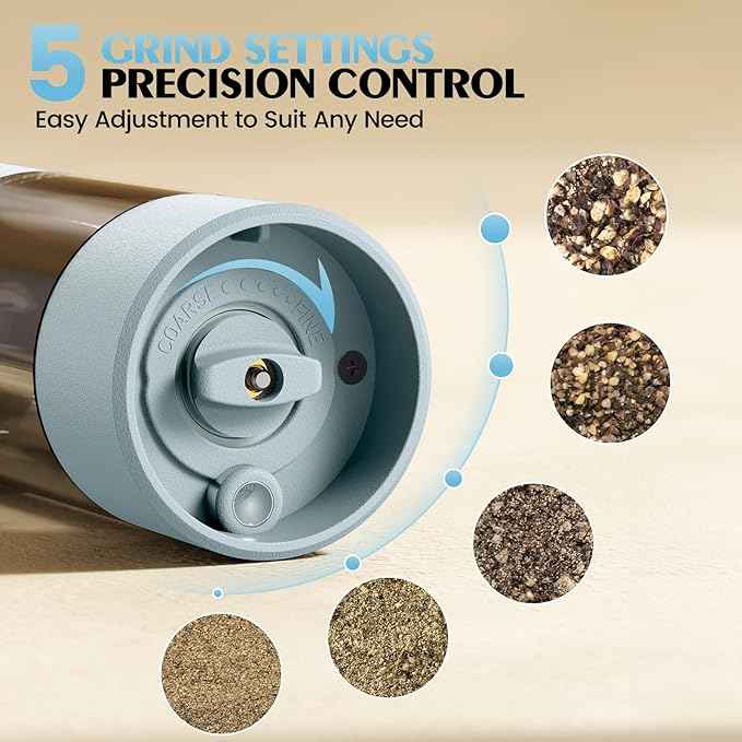 Electric Salt and Pepper Grinder Set Automatic Battery Pepper Mill Shakers Adjustable Coarseness Upgraded Larger Capacity with Led Home and Kitchen Appliances Birthday Gifts for Women Mom