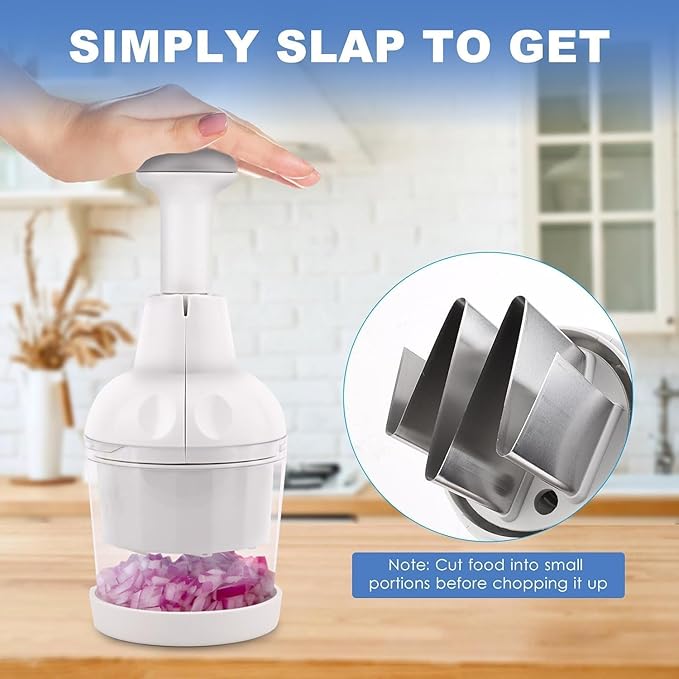 Pamperεd Chef Food Chopper, Vegetable Chopper, Onion Chopper, Garlic Chopper, Manual Hand Chopper For Vegetables Salads Onion Ginger Carrot Garlic Fruit Nuts, Dishwasher-safe, White, Easy to Clean