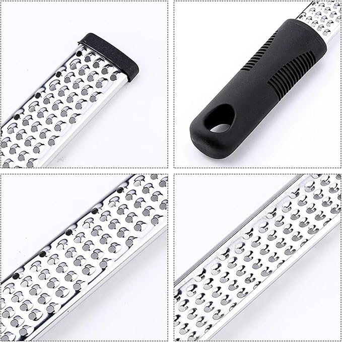 Cheese Grater, 10 Inch x 1 Inch Stainless Steel Vegetables Zester with Rubber Handle for Vegetables, Cheese, Fruits and Lemon (25cm)