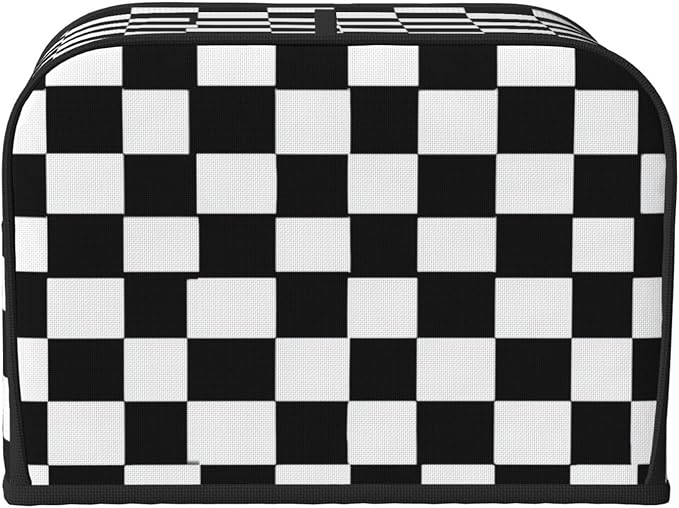 Toaster Cover 4 Slice Checkerboard Pattern Black White Kitchen Small Appliance Covers with Pockets Dust and Fingerprint Protection