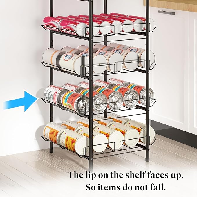 GILLAS 6 Tier Water Bottle Storage Rack, Free Standing Vertical Metal,Water Bottle Organizer, Large Capacity Bottled Rack Water Holder Stand for Cabinet Kitchen Party Pantry,Black