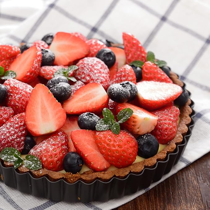 Tosnail 2 Pack 9 Inch Non-Stick Quiche Pan, Fruit Tart Pie Pan with Removable Loose Bottom