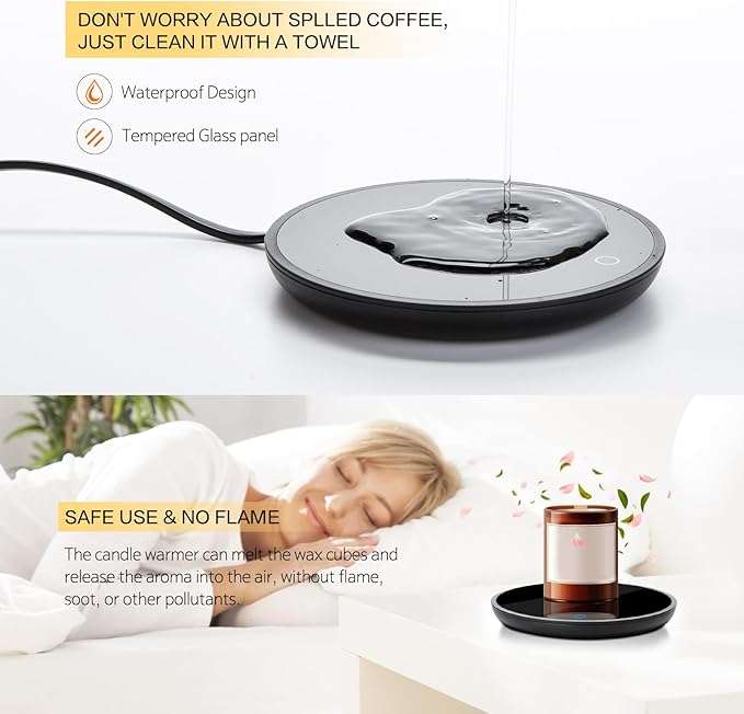 Jisile Candle Warmer, Coffee Mug Warmer, Coffee Cup Warmer with Pressure-Induced Auto ON/Off, Beverage Warmer Plate for Milk Tea, Coffee Accessories for Home Office Desk