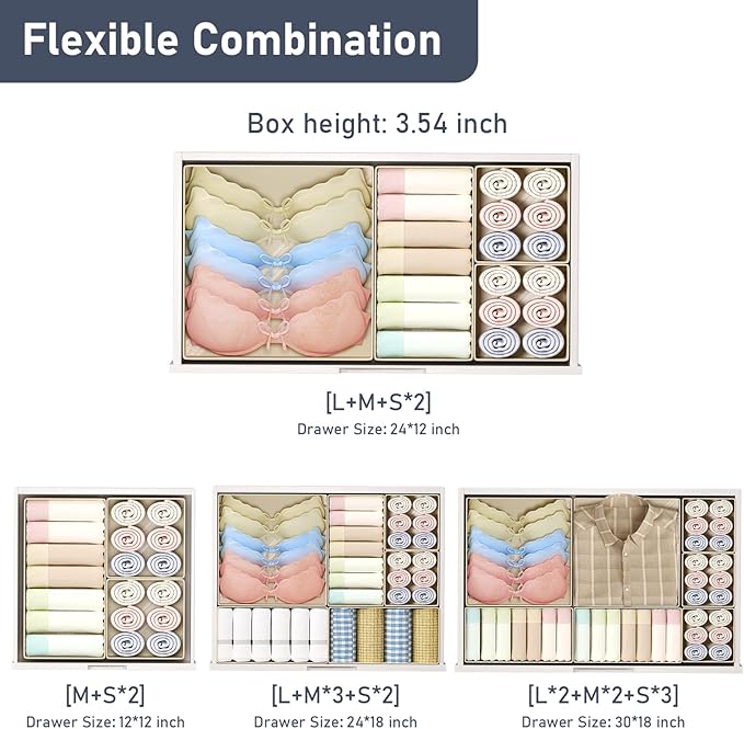 DIMJ Drawer Organizer Clothes - 26 Pack Closet Drawer Organizer Bins for Baby Clothes Storage, Fabric Dresser Organizer for Nursery Bedroom, Foldable Small Drawer Dividers for Underwear Socks