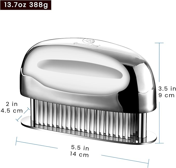 Meat Tenderizer Tool Ultra Sharp Needle Blades 100% Stainless Steel - Heavy Duty Kitchen Gadgets - Hand Held Meat Tenderizer Needle Tool - Cooking Gadgets for Tenderizing Chicken, Steak, Veal, BBQ