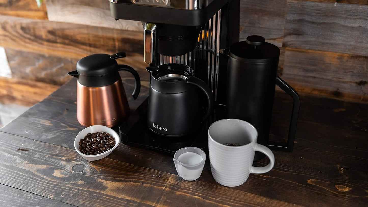 Thermal Coffee Carafe Tea Pot Stainless Steel, Double Wall Vacuum Insulated | Cool Touch Handle | Hot & Cold Retention | Non-Slip Silicone Base | BPA Free Copper