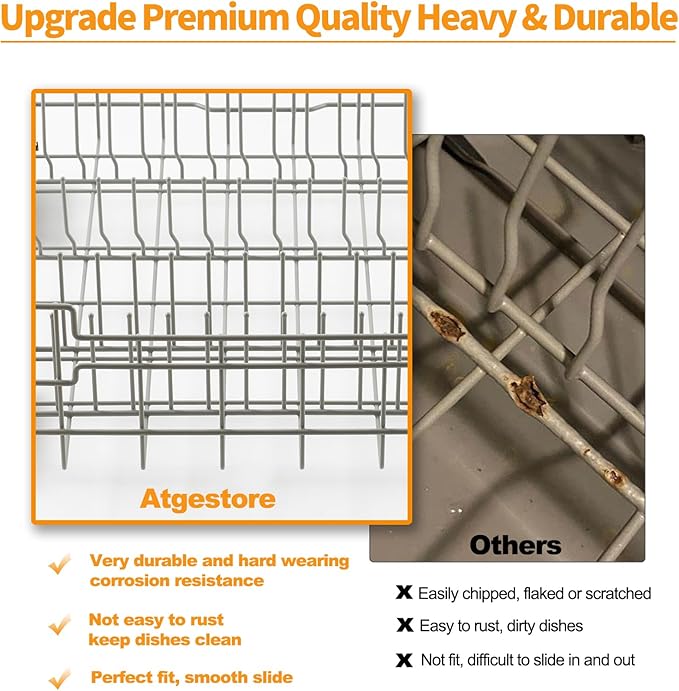 Atgestore WD28X34744 WD28X26099 Dishwasher Lower Rack Replacement for GE Dishwasher Lower Rack Parts GDF510PSD1SS GDT645SSN2SS General Electric Dishwasher Assembly Bottom Dishrack Roller