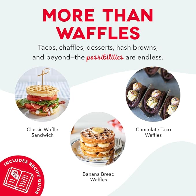 Dash Mini Waffle Maker- Compact Electric Iron for Creative Homemade Treats - PTFE nonstick surface - Easy-to-Clean - Perfect for Kids & Families - White
