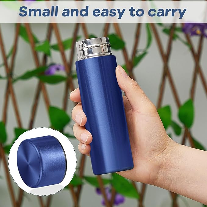 Irenare 5oz Mini Water Bottle Mini Insulated Stainless Steel Bottle Purse Water Bottle Cute Leak Proof Water Flask Keeps Drink Cold and Hot for Purse Kids Women Lunch Bag (Black, Blue, 2 Pieces)