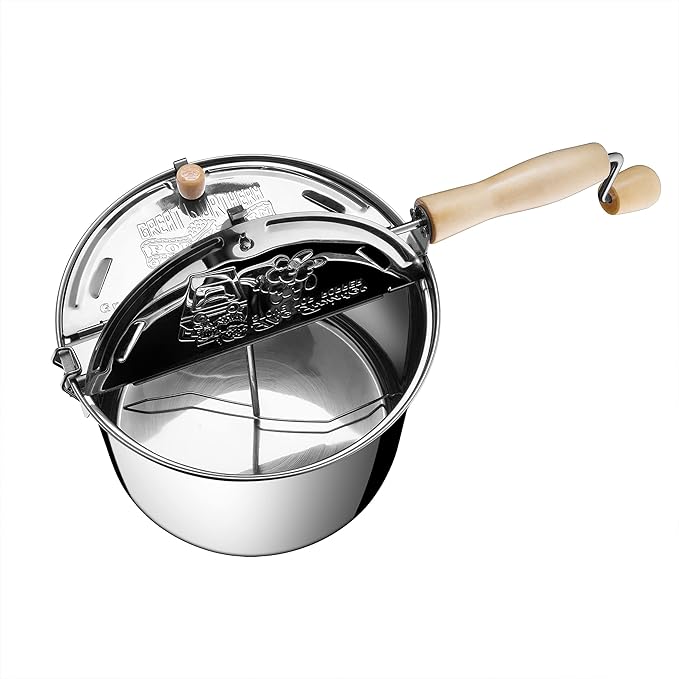 6251 Original Stainless Steel Stovetop Popcorn Popper - 6.5-Quart - by Great Northern Popcorn,Silver,130857PCV