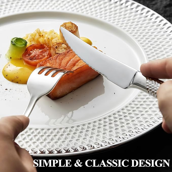 Flatware Set for 8 Persons, 32 Piece Stainless Steel Steak Knife Silverware Set Including Forks and Spoons for Home, Restaurant, Wedding, Party