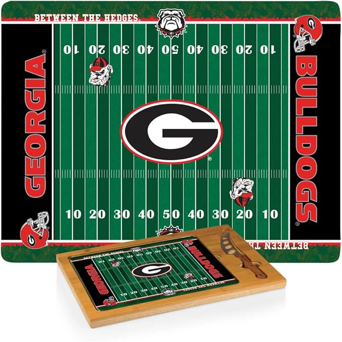 PICNIC TIME NCAA Icon Glass Top Cutting Board & Knife Set, Cheese Boards Charcuterie Boards, Serving Platter, (Parawood & Bamboo)