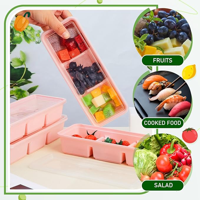 Hushee 50 Pack 17 oz Small Meal Prep Containers with 3 Compartments Snack Containers with Lid Disposable Plastic Bento Box Travel Lunch Food Boxes Stackable for Office Picnic (Pink)